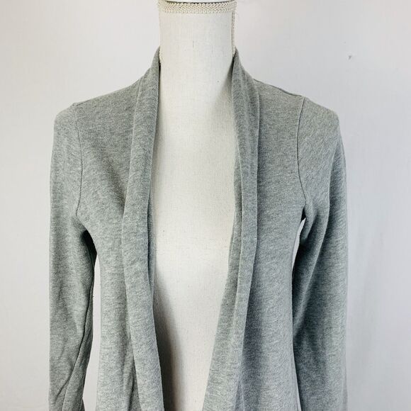 Pure Jill Cardigan Long Lagenlook Gray Pocket Open Front Size Small Petite PS - Picture 4 of 8